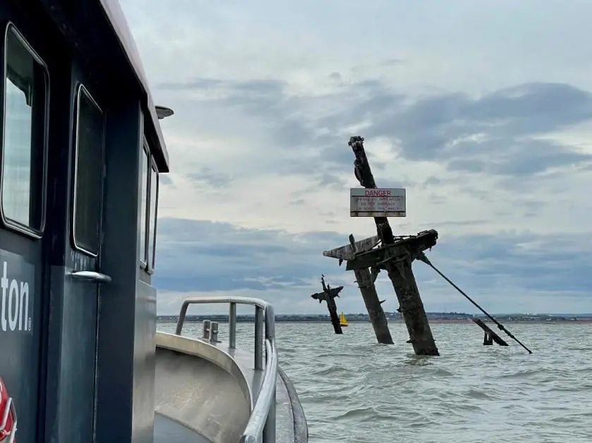 The masts of SS 'Richard Montgomery' are visible at all states of the tide (MCA) 2