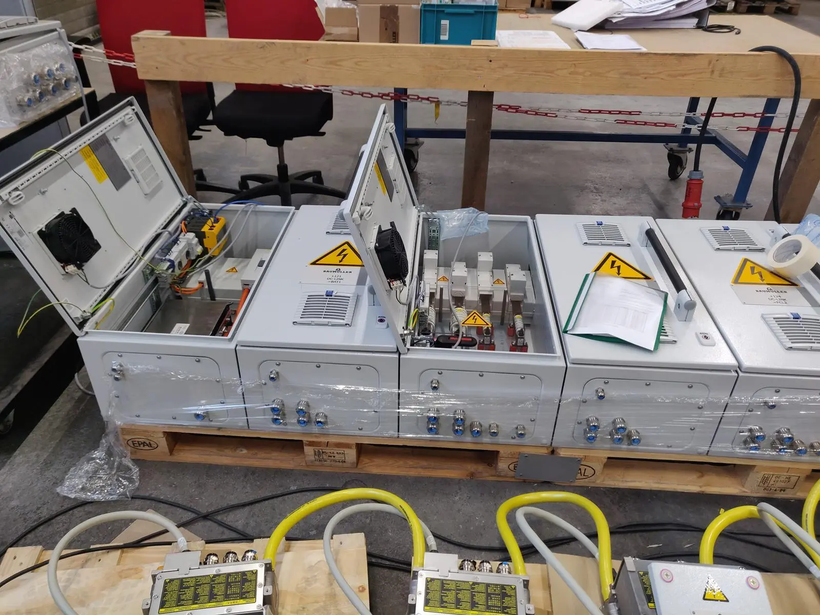 Some of the power electronics for the ship