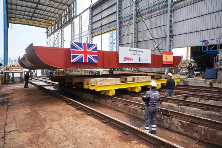 Keel laying of Briggs new Maintenance Support Vessel at Freire Shipyard