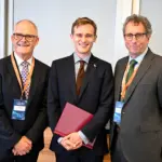 Co-Founders of London International Shipping Week Sean Moloney (left) and Llewellyn Bankes-Hughes (right) with Minister for Aviation, Maritime and Logistics, Keir Mather